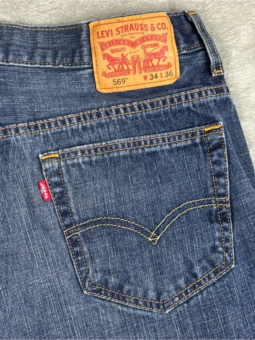Levi's 569 Jeans Mens 34X36 (Fit 34X35) Blue Loose Straight Denim Relaxed Baggy